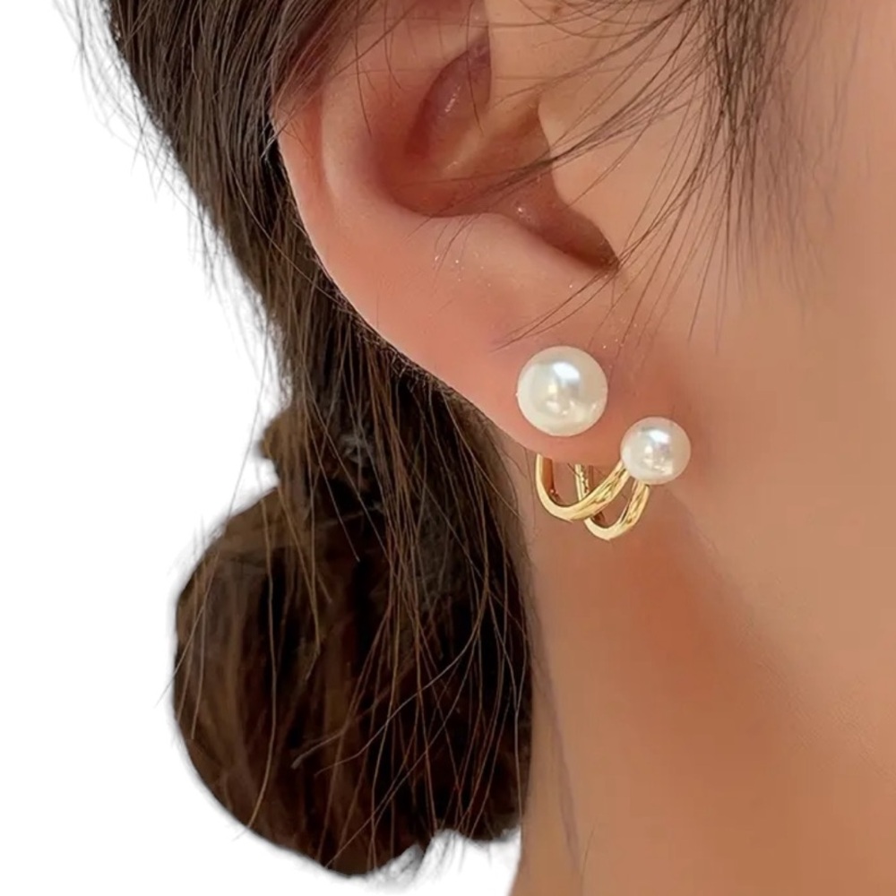 Gold Pearl Sophisticated Drop Style Earrings